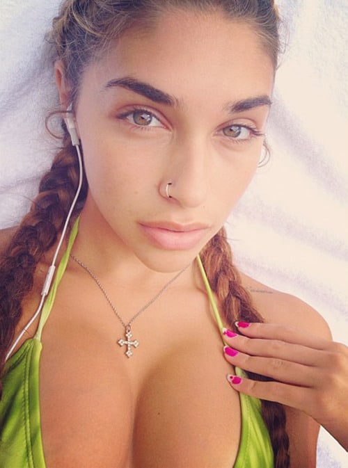 Chantel Jeffries in a bikini taking a selfie
