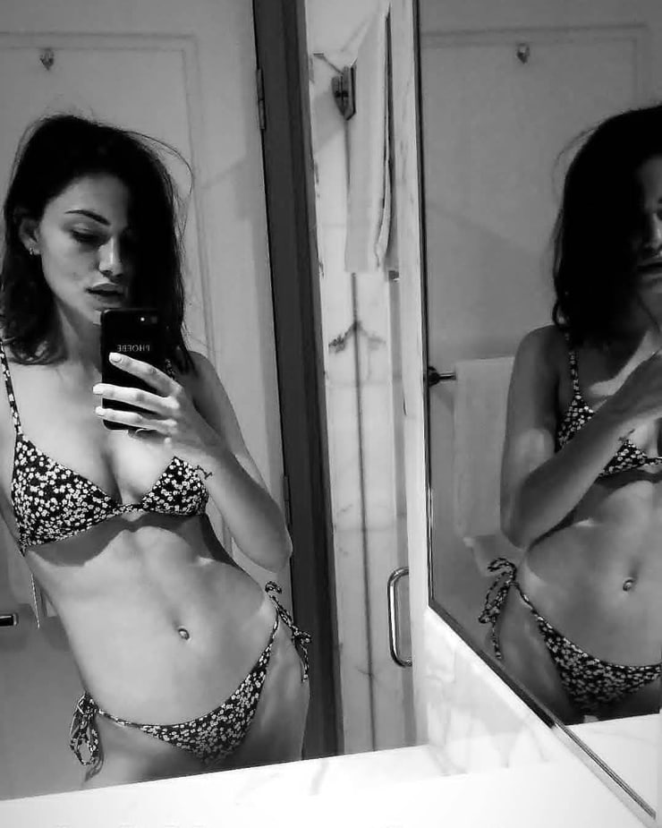 Phoebe Tonkin in a bikini in lingerie taking a selfie