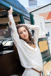 Newcomer Uma Jolie strips down to her lingerie for Playboy