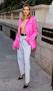 Lena Perminova sexy braless nude in just in pink jacket.




















