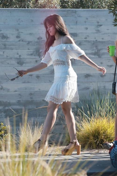 Camila Cabello Pictures Camila Cabello sexy ass in a white dress seen with Shawn Mendes by paparazzi.