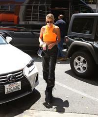 Hailey Bieber braless tits pokies seen by paparazzi in a halter top.





