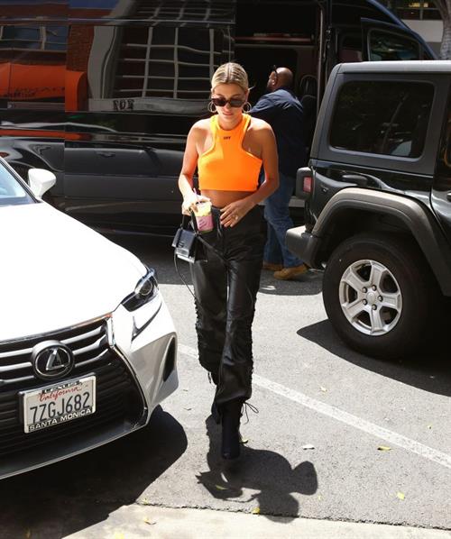 Hailey Bieber braless tits pokies seen by paparazzi in a halter top.





