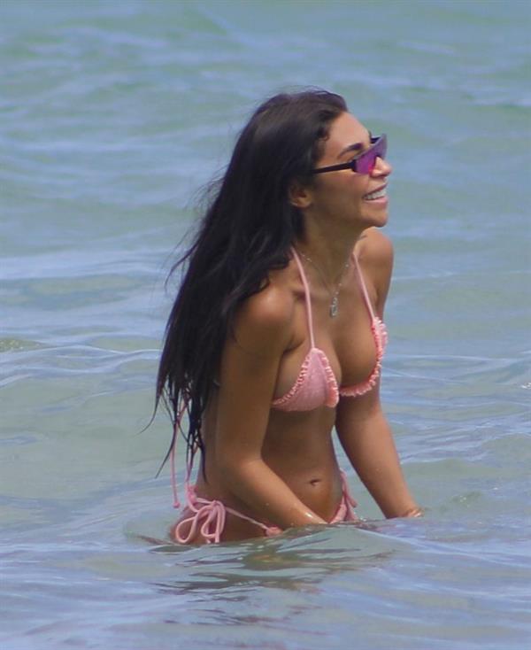 Chantel Jeffries sexy ass in a bikini at the beach in Miami seen by paparazzi showing nice cleavage.























