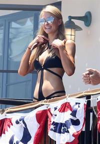 Paris Hilton on a balcony