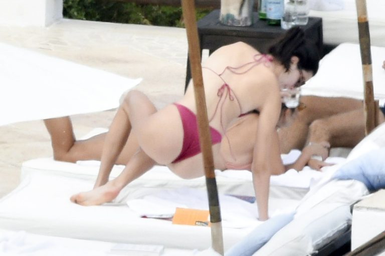 Kendall Jenner Bikini Pictures Kendall Jenner with Kourtney Kardashian sexy asses in thong bikinis seen by paparazzi.