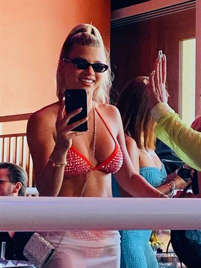 Sofia Richie sexy in a bikini showing some nice cleavage seen by paparazzi celebrating her 21st birthday.





