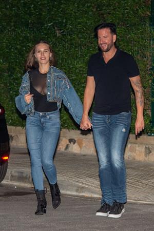 Laura Müller braless boobs in a see through top showing nice cleavage seen by paparazzi.









