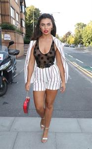 Francesca Allen braless boobs in a see through top showing her tits seen by paparazzi.



















