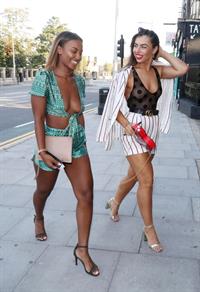 Francesca Allen braless boobs in a see through top showing her tits seen by paparazzi.



















