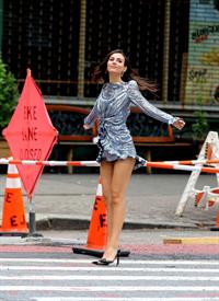 Victoria Justice upskirt flashing her panties seen by paparazzi in a very short silver dress.




















