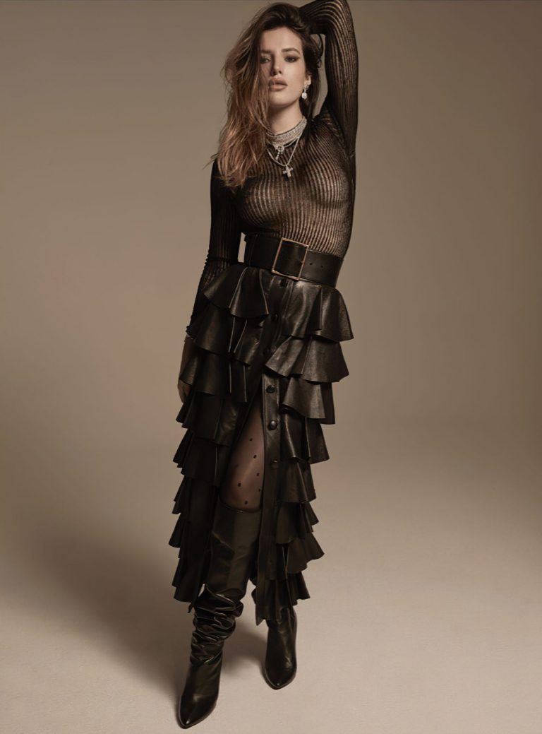 Bella Thorne braless boobs in a see through top and other photos from her new L’officiel photo shoot.































