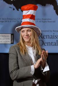 Uma Thurman joins Cat In The Hat On NEA's Read Across America Day at New York Public Library (01.03.0213) 