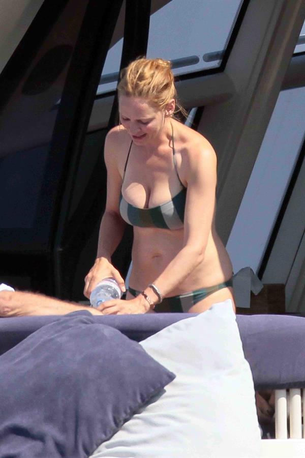 Uma Thurman on a yacht in St Trope July 6, 2013 