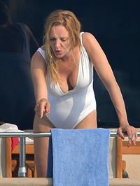 Uma Thurman bathing suit on Yacht in Saint-Tropez July 7-2013 