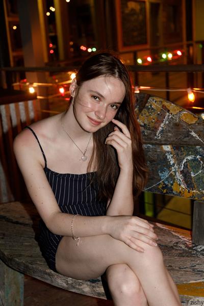 Hazel Moore in a Black Dress