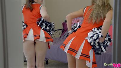 Perky cheerleader Ms Faris lets her stepbrother seduce her into a creampie pussy pounding while Ember Stone watches