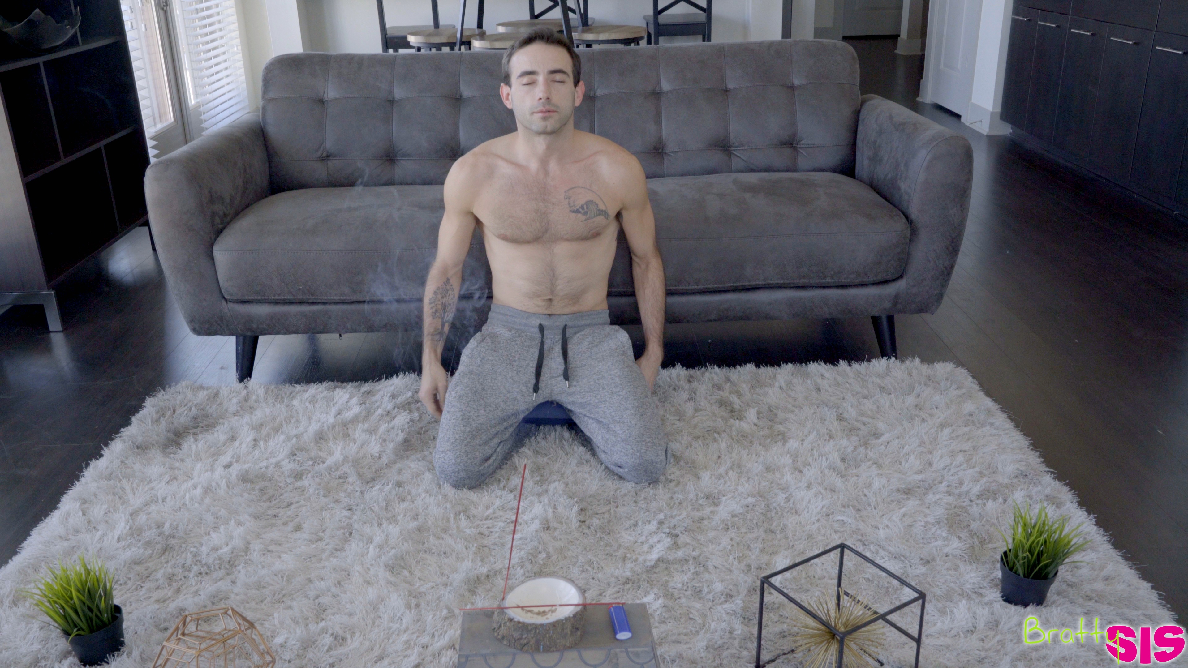 Kyler Quinn is sick of her stepbro meditating so she sucks him off then rides his dick til he comes to his senses