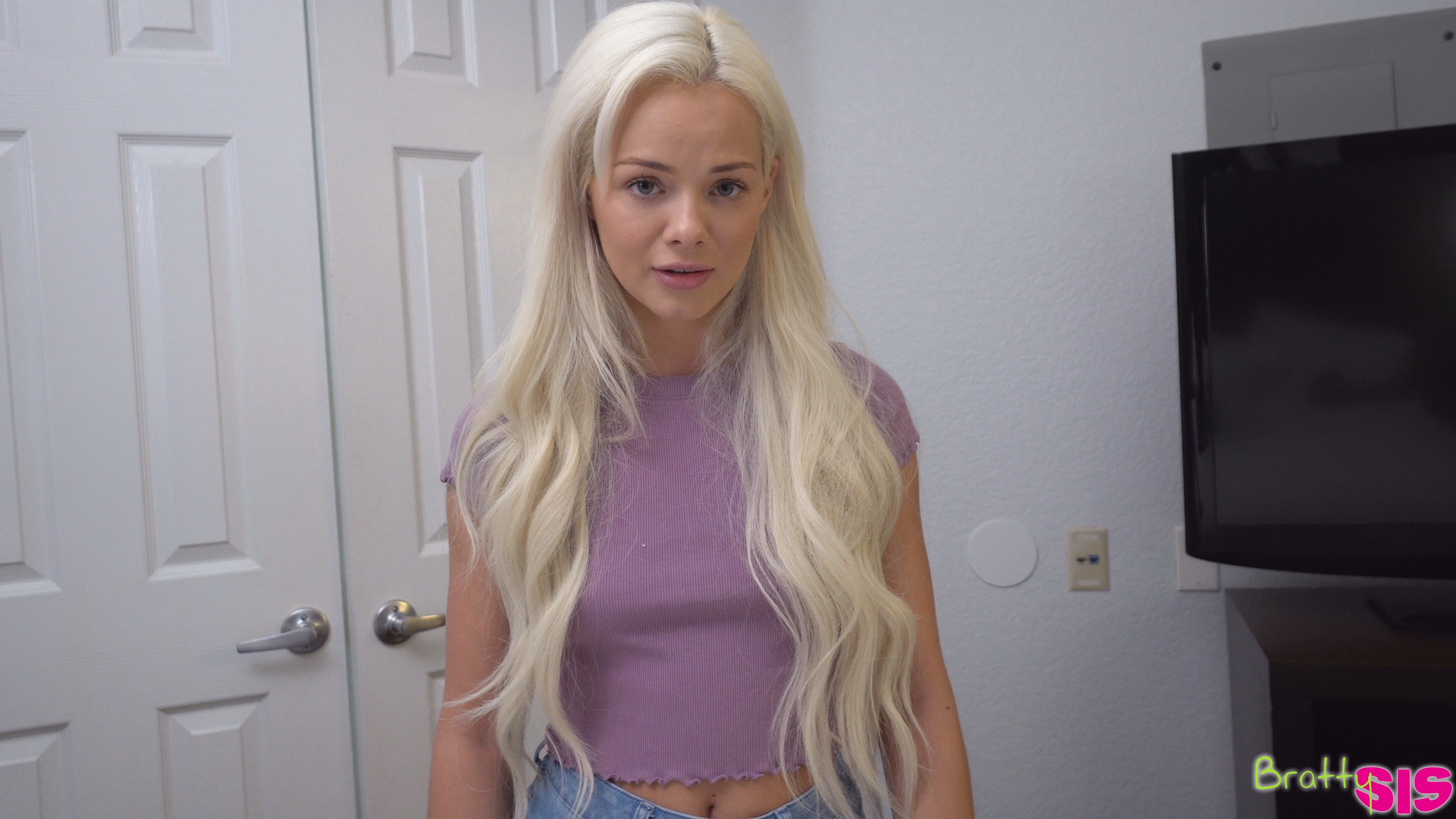 Cock craving blonde Elsa Jean puts her super skinny body to work seducing her stepbrother in exchange for cash to shop