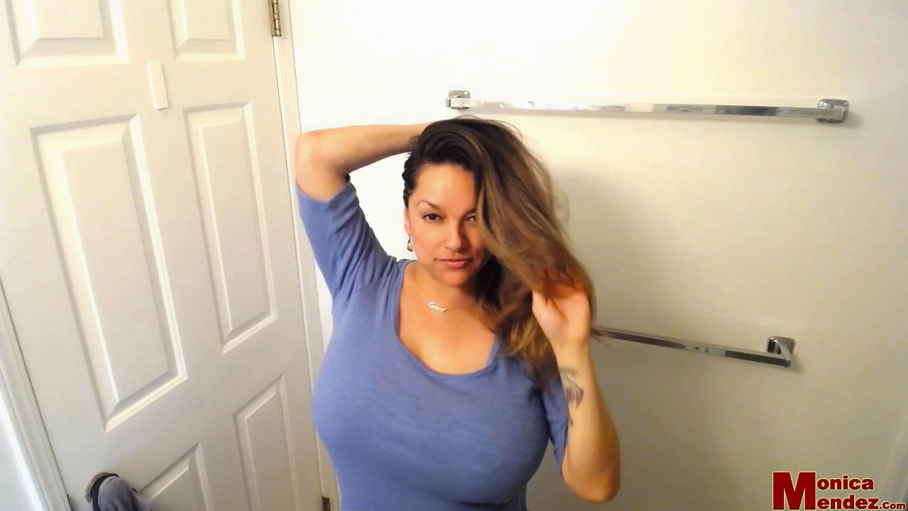 MILF Monica Mendez simply showing her enticing big boobs