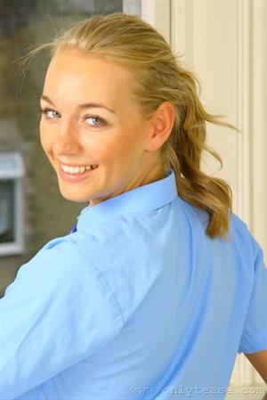 Hayley-Marie Nude Pictures  Hayley Marie is looking sexy in blue plaid college with knee socks