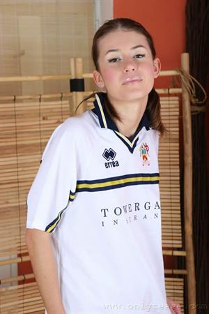 Olivia Nude Pictures Olivia looking all sporty in football kit with stripey socks