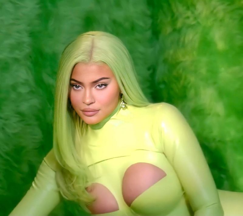 Kylie Jenner Pictures Kylie Jenner braless boobs in a tight leather dress with cutouts to show off her big tits.