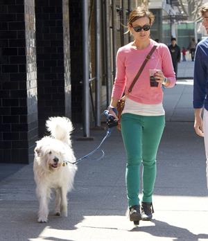 Olivia Wilde walking her dog with a friend in New York City - April 8, 2013 