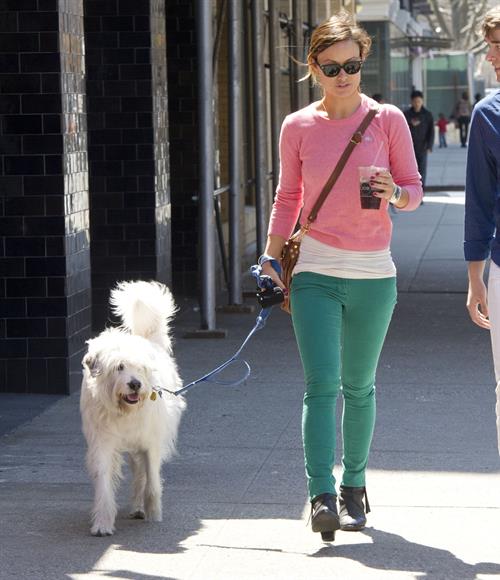 Olivia Wilde walking her dog with a friend in New York City - April 8, 2013 