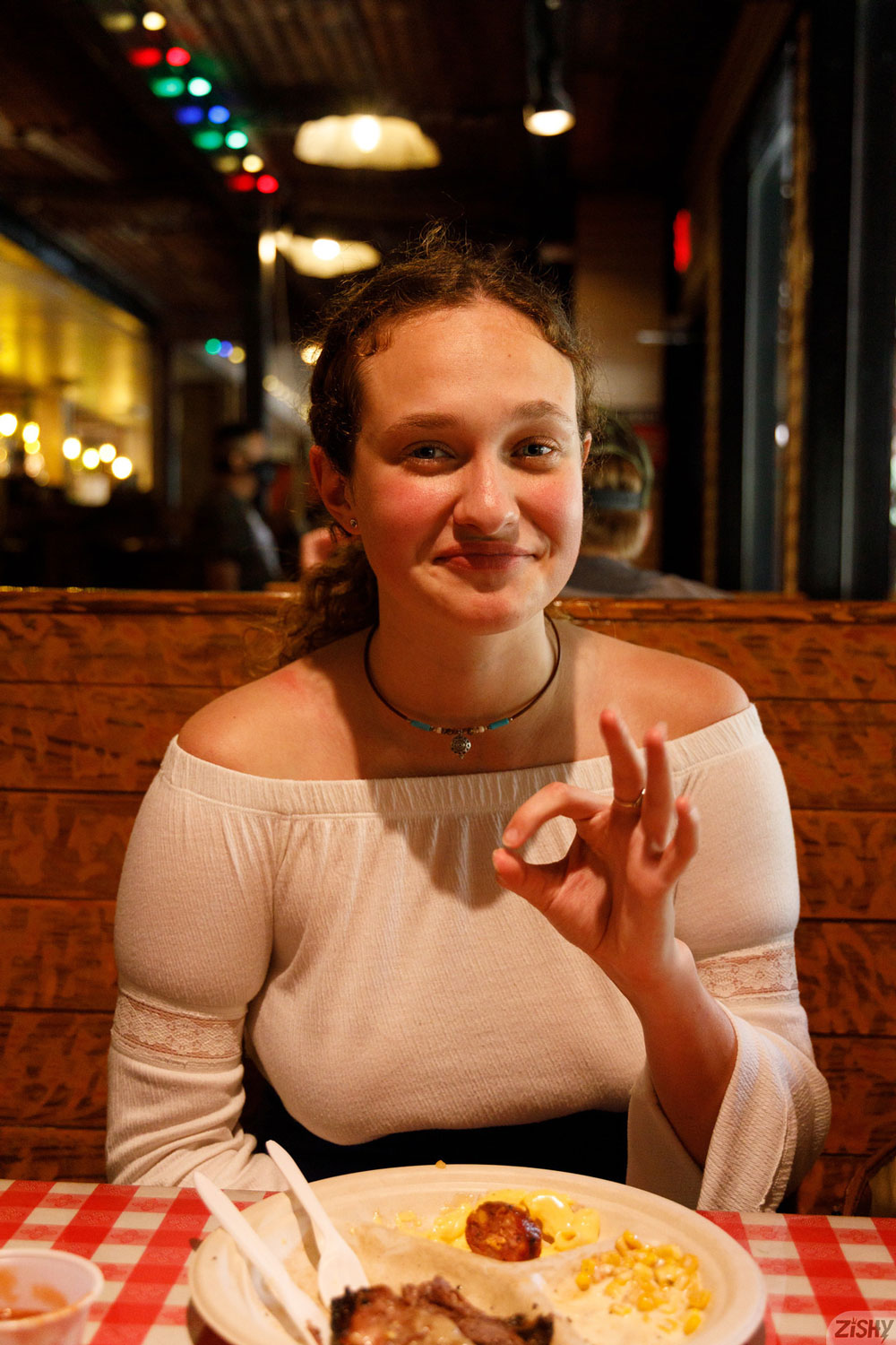 Carrie Barber in a Blue Skirt