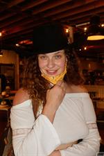 Carrie Barber in a Blue Skirt