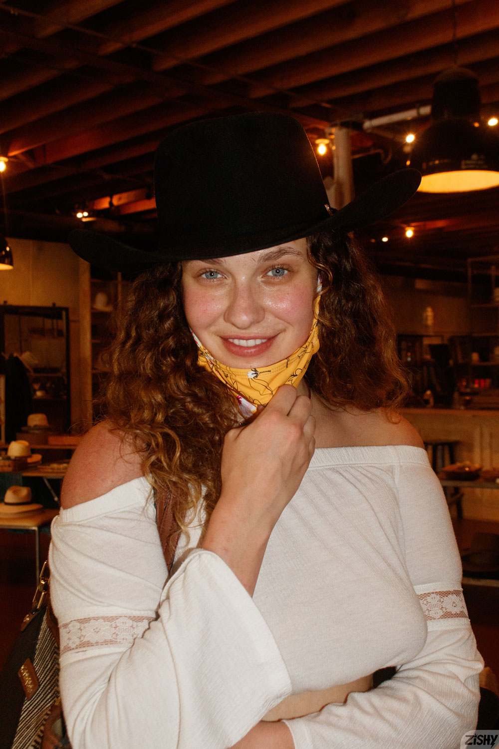 Carrie Barber in a Blue Skirt