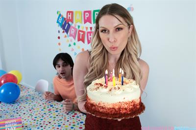 Cum craving milf Sydney Paige tells her stepson she wants a creampie for her birthday and makes sure she gets it