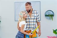 Horny little spinner Emma Rosie wants her stepdad to give her a creampie so she comes on to him shamelessly