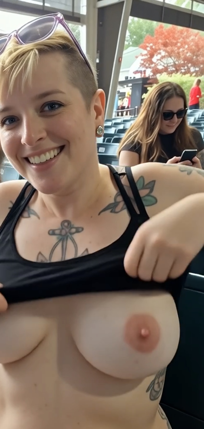 Kristen taking a selfie and - breasts