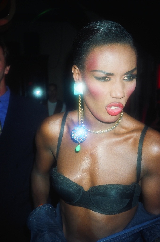 Grace Jones in lingerie